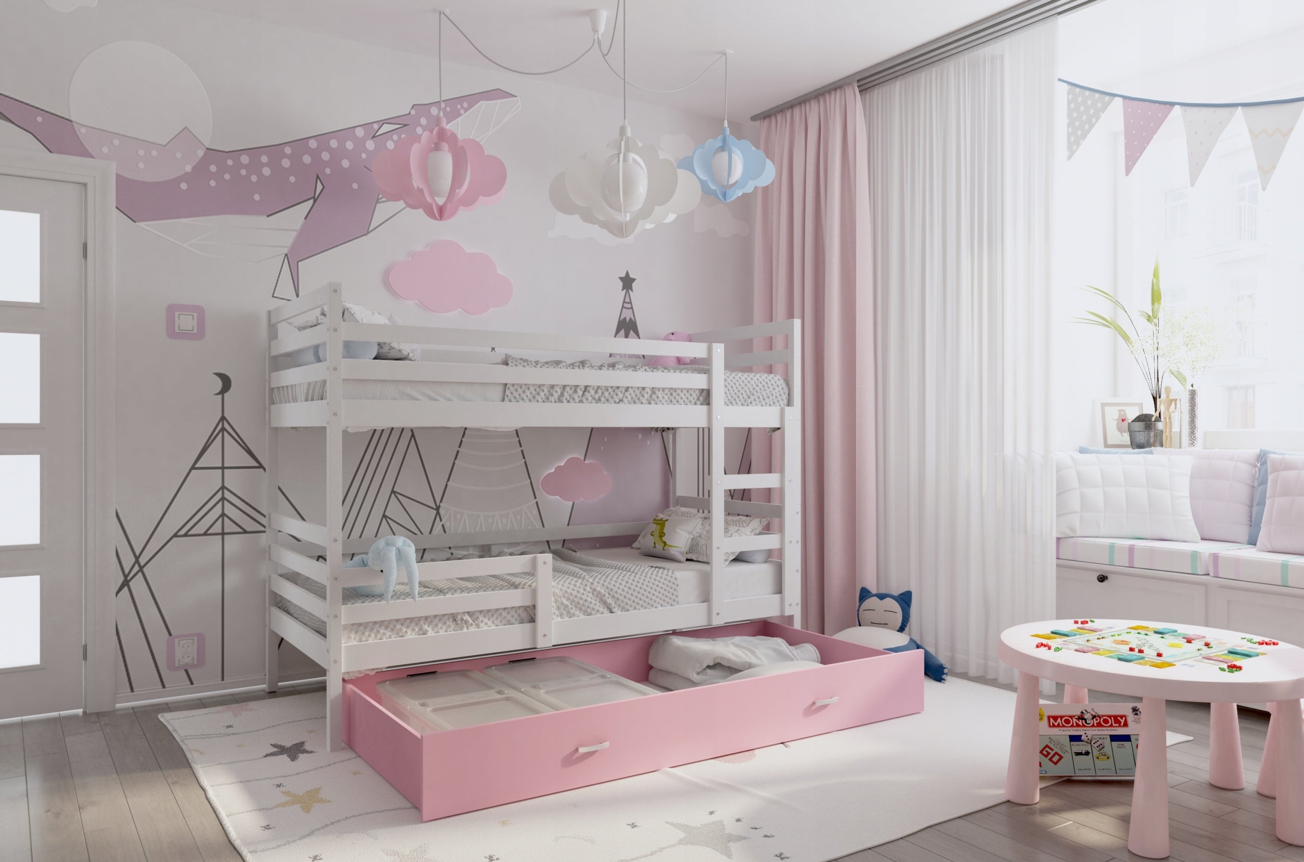 Bunk bed 190x80 drawer + mattresses JACEK Brand Eurotel