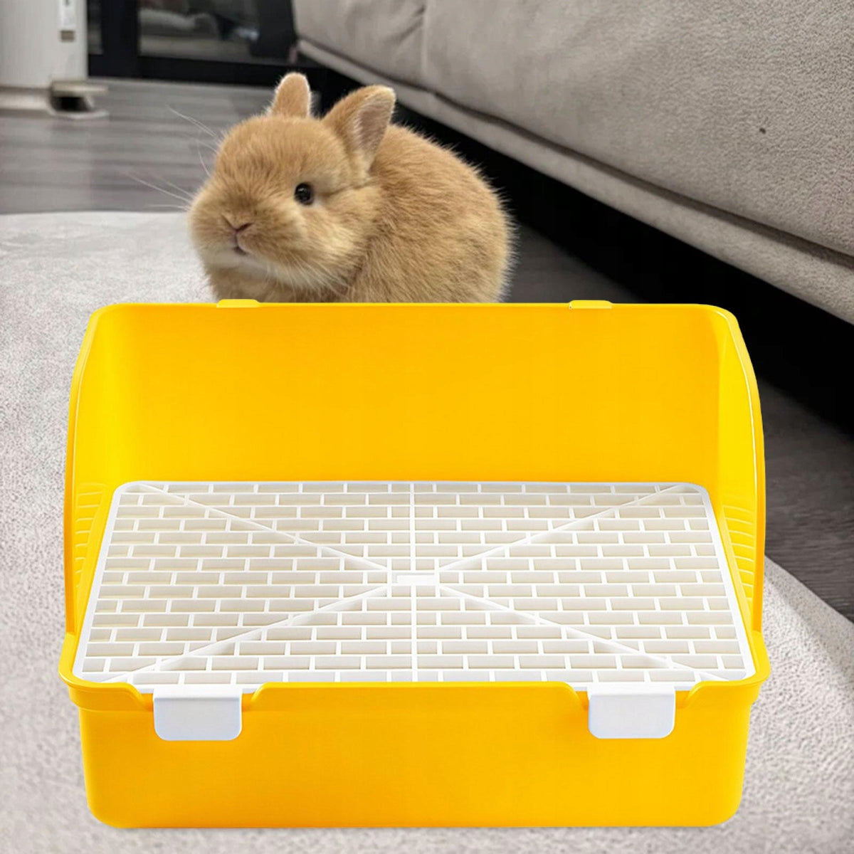 Bunny Litter Box Potty Tray Toilet Square Cage Box Potty Trainer Yellow