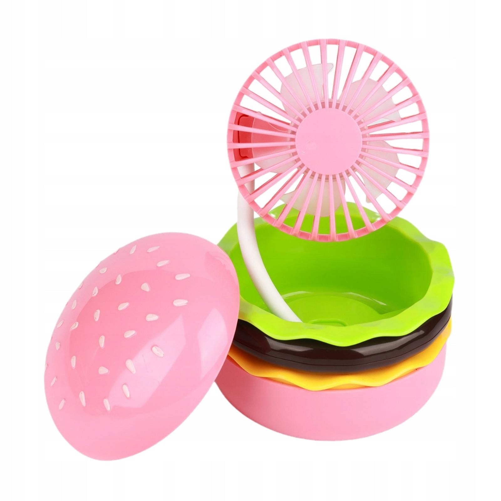 Burger Mini Fan Compact 3 Speeds Folding Quiet Eyelash Fan Kids Pink Brand no brand