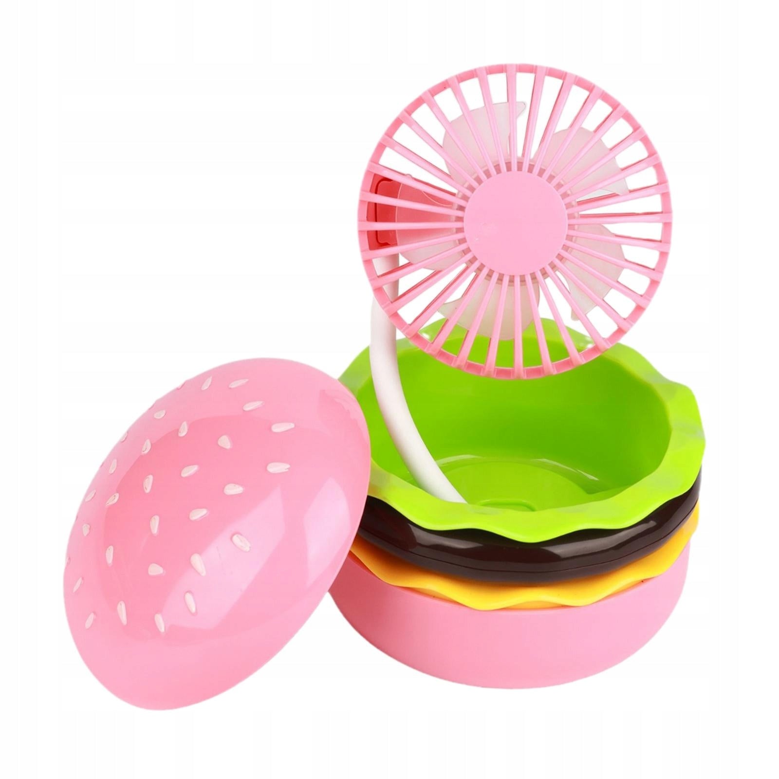 Burger Mini Fan Compact 3 Speeds Folding Quiet Eyelash Fan Kids Pink Dominant color other