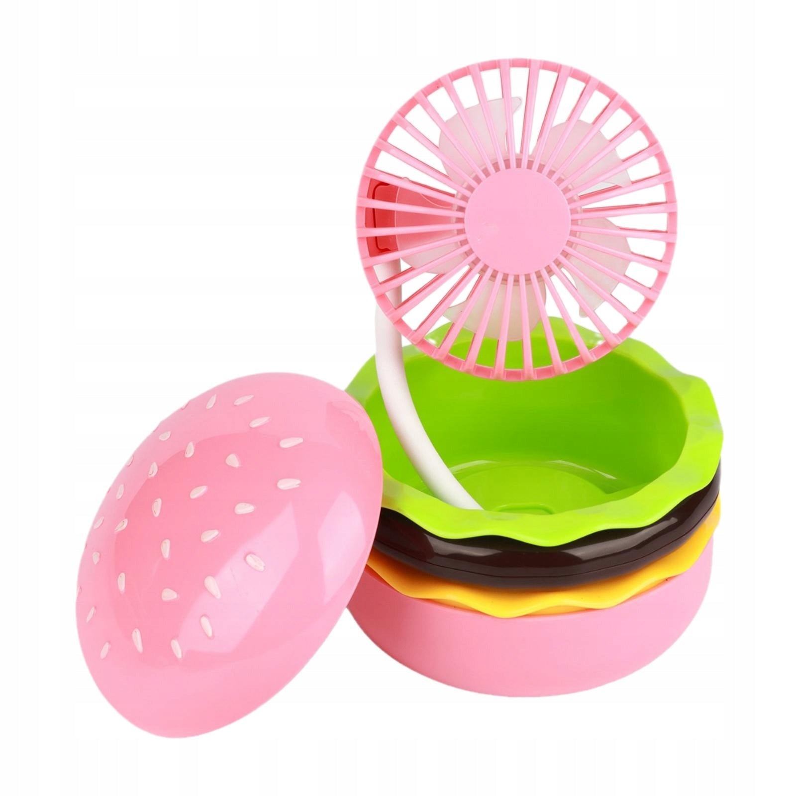 Burger Mini Fan Compact 3 Speeds Folding Quiet Eyelash Fan Kids Pink