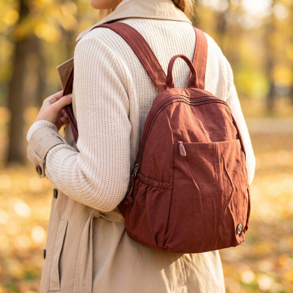 Burgundy Women's Backpack Nylon Sports Lightweight Bordo Brand no brand