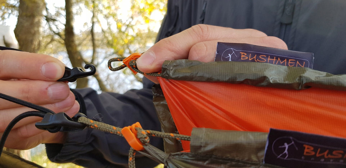 Bushmen ULTRALIGHT – Expanders for quilts and tarp black Length 1.25 m