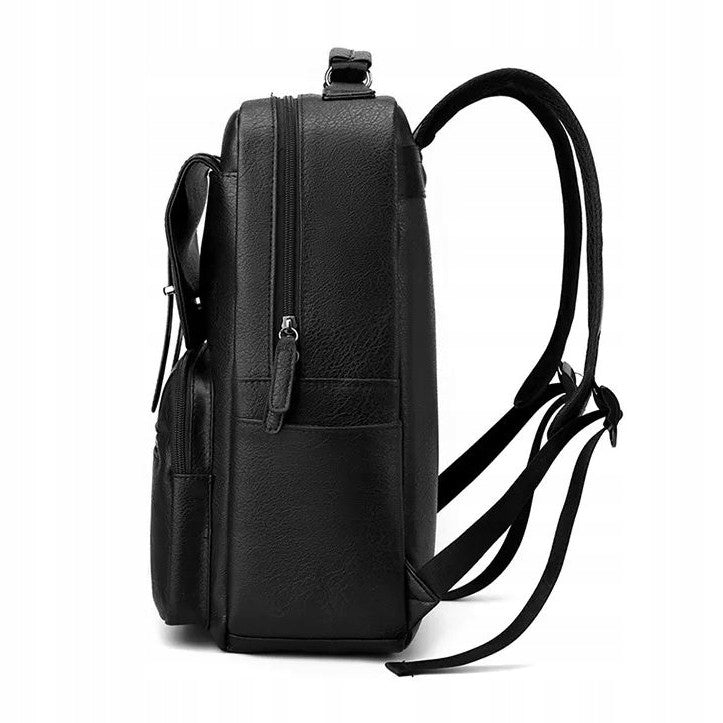 Business Backpack Leather For Laptop Spacious Formal Tablet Urban Black Brand Permani