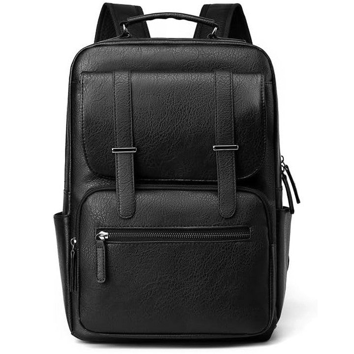Business Backpack Leather For Laptop Spacious Formal Tablet Urban Black