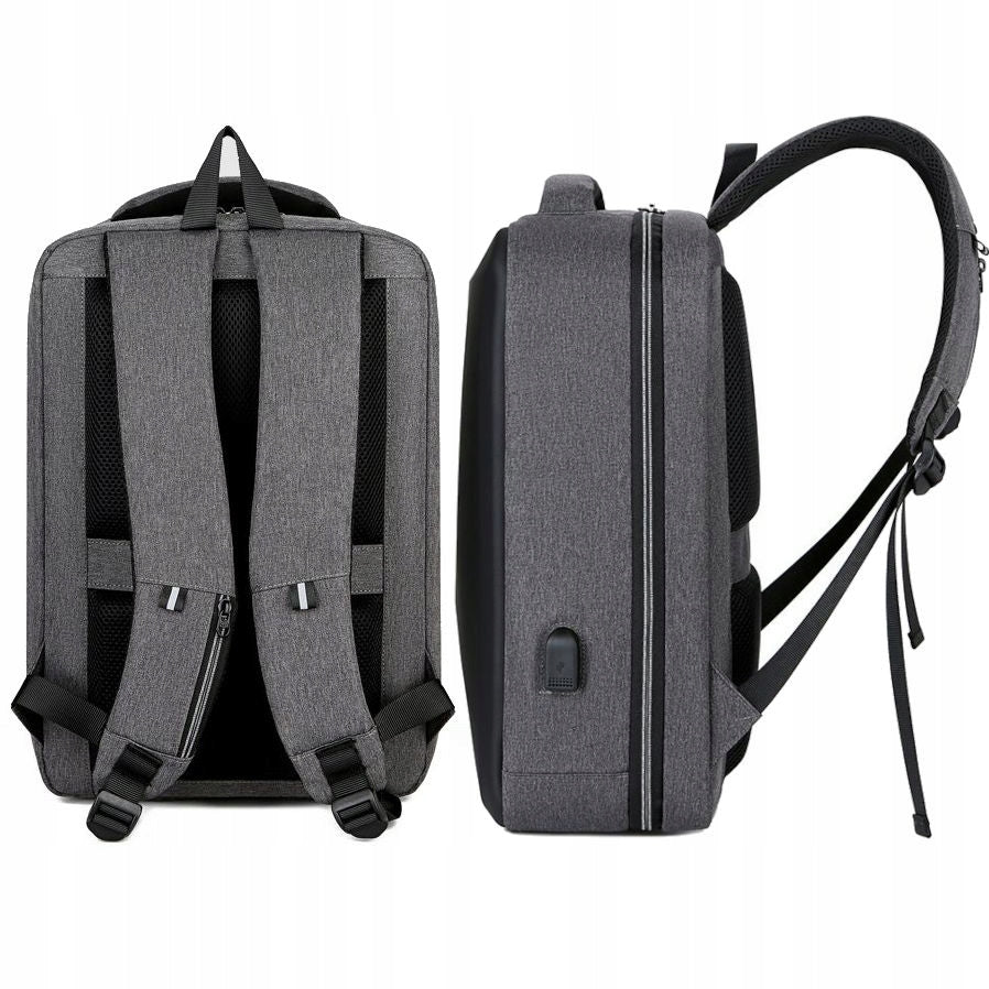 Business Laptop Backpack With Shell Stiffened Like Suitcase Black With USB Brand no brand