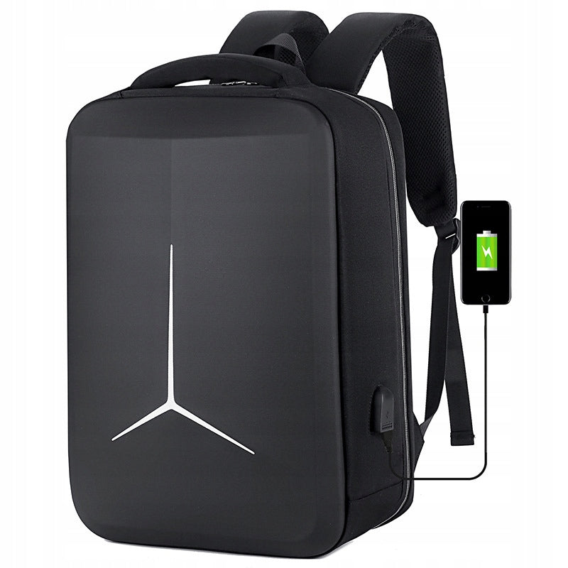 Business Laptop Backpack With Shell Stiffened Like Suitcase Black With USB