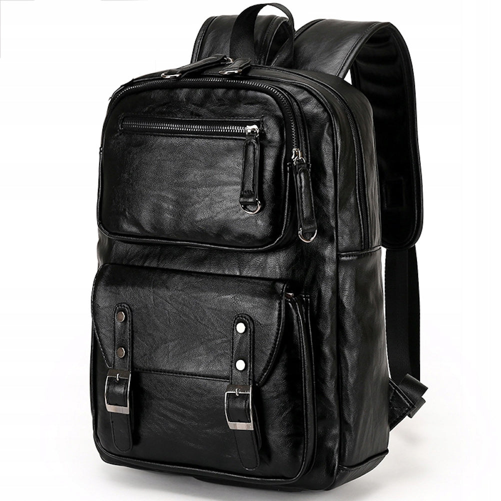 Business Men's Leather Backpack Laptop Bag
