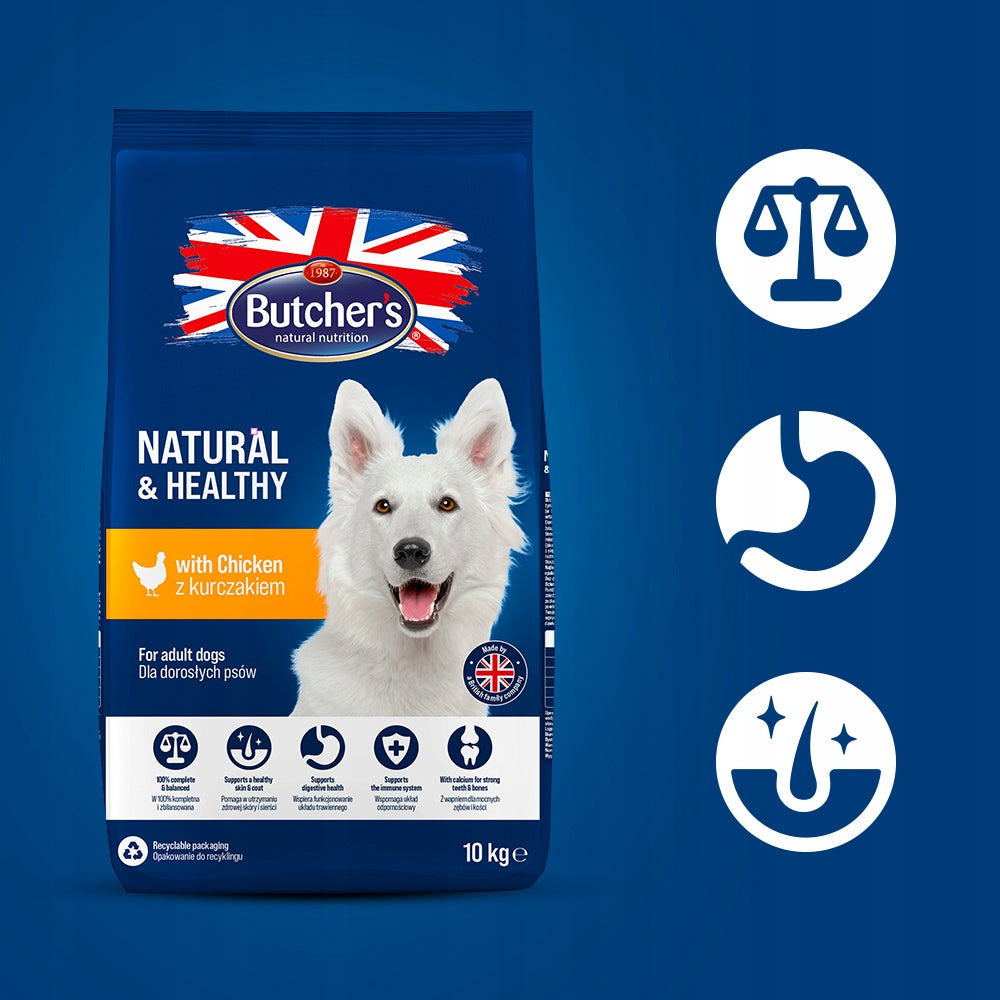 Butcher's Natural&Healthy Dry Dog Food Chicken 10kg x 2pcs Packaging status original