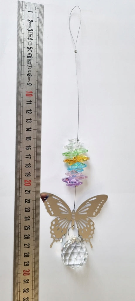 Butterfly with crystals, hanging ornament for garden/window. Light catcher - XL Manufacturer code Set of 2 BCS06 Pink