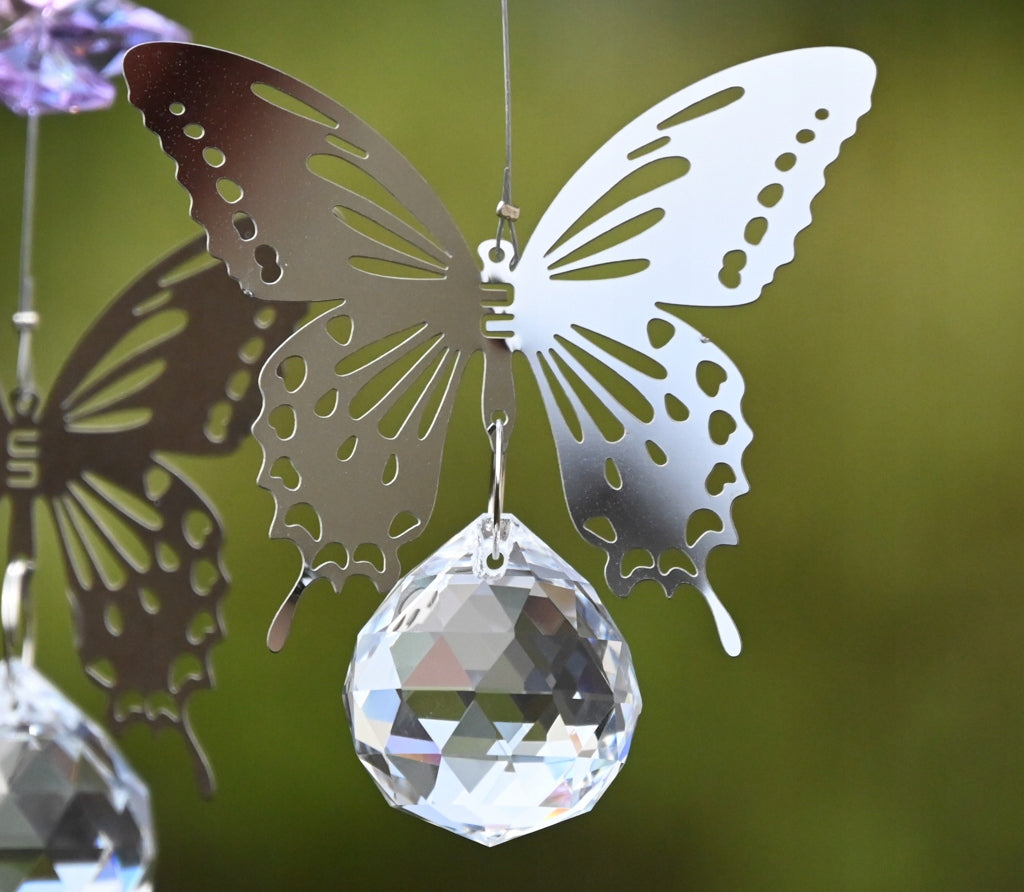 Butterfly with crystals, hanging ornament for garden/window. Light catcher - XL Manufacturer no brand