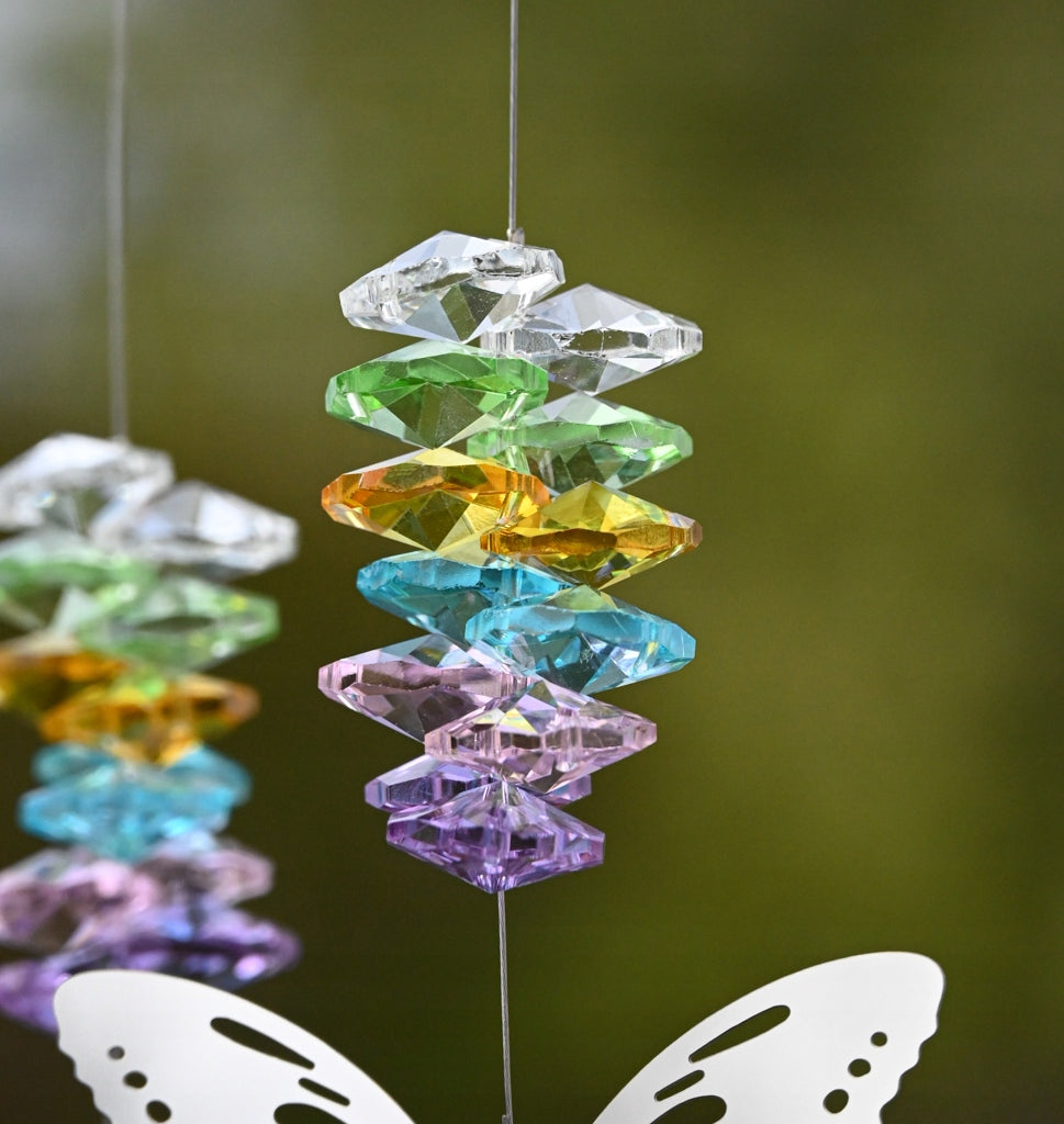 Butterfly with crystals, hanging ornament for garden/window. Light catcher - XL Type ornament