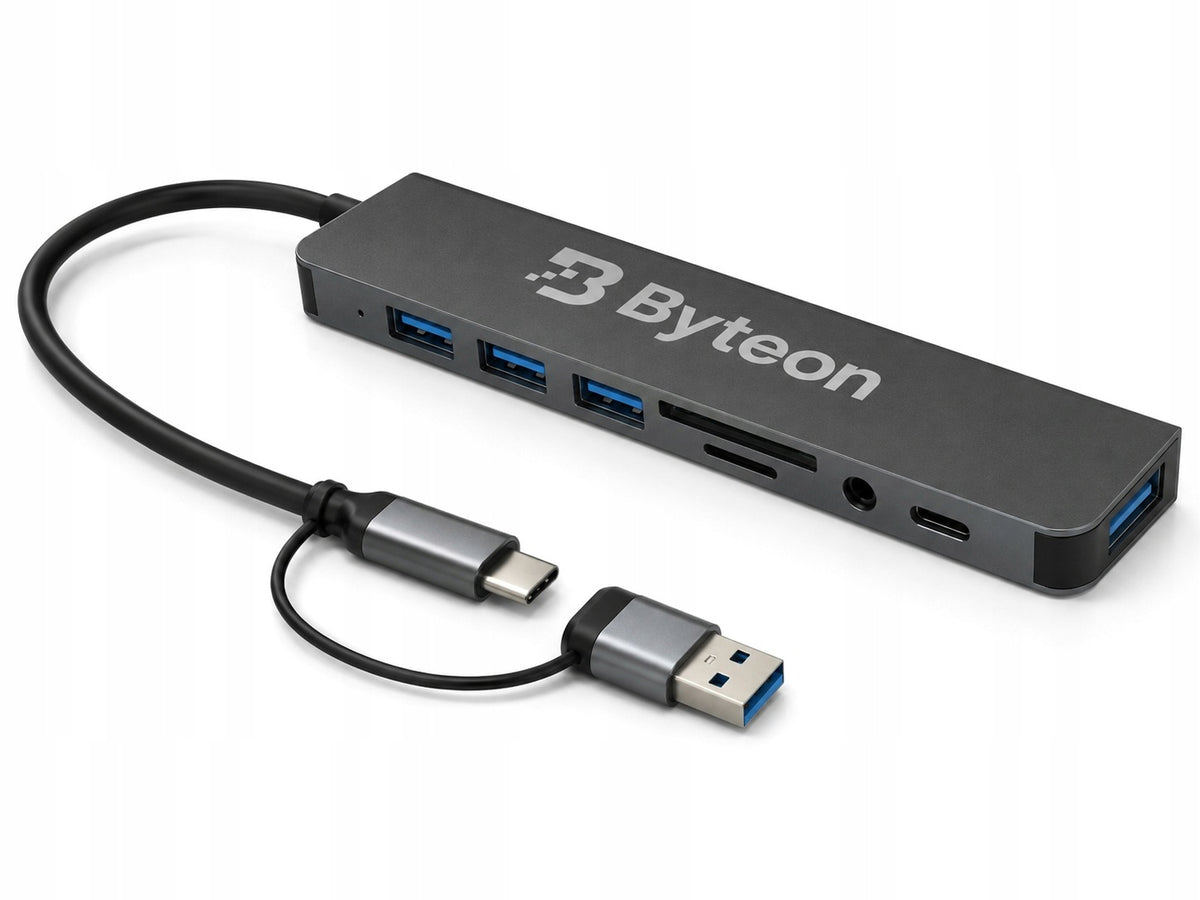 Byteon USB-C Hub and USB 8in1 SD Reader Laptop Adapter 2 Plugs