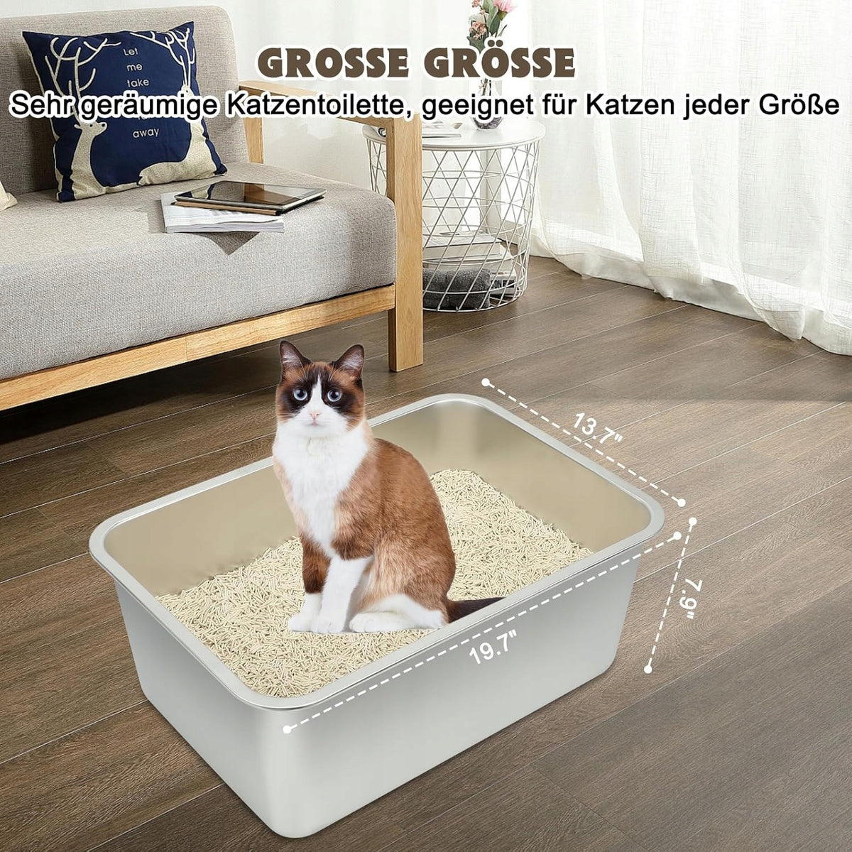 C140 Large Stainless Steel Cat Cuvette RANYPET 2 Pack (50x35x20 cm) Manufacturer code B0CYH6SZRK