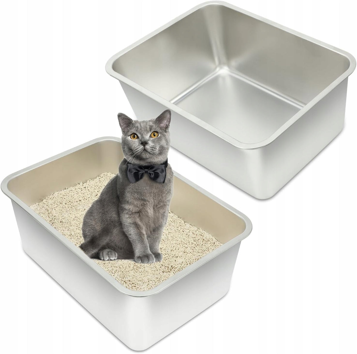 C140 Large Stainless Steel Cat Cuvette RANYPET 2 Pack (50x35x20 cm)