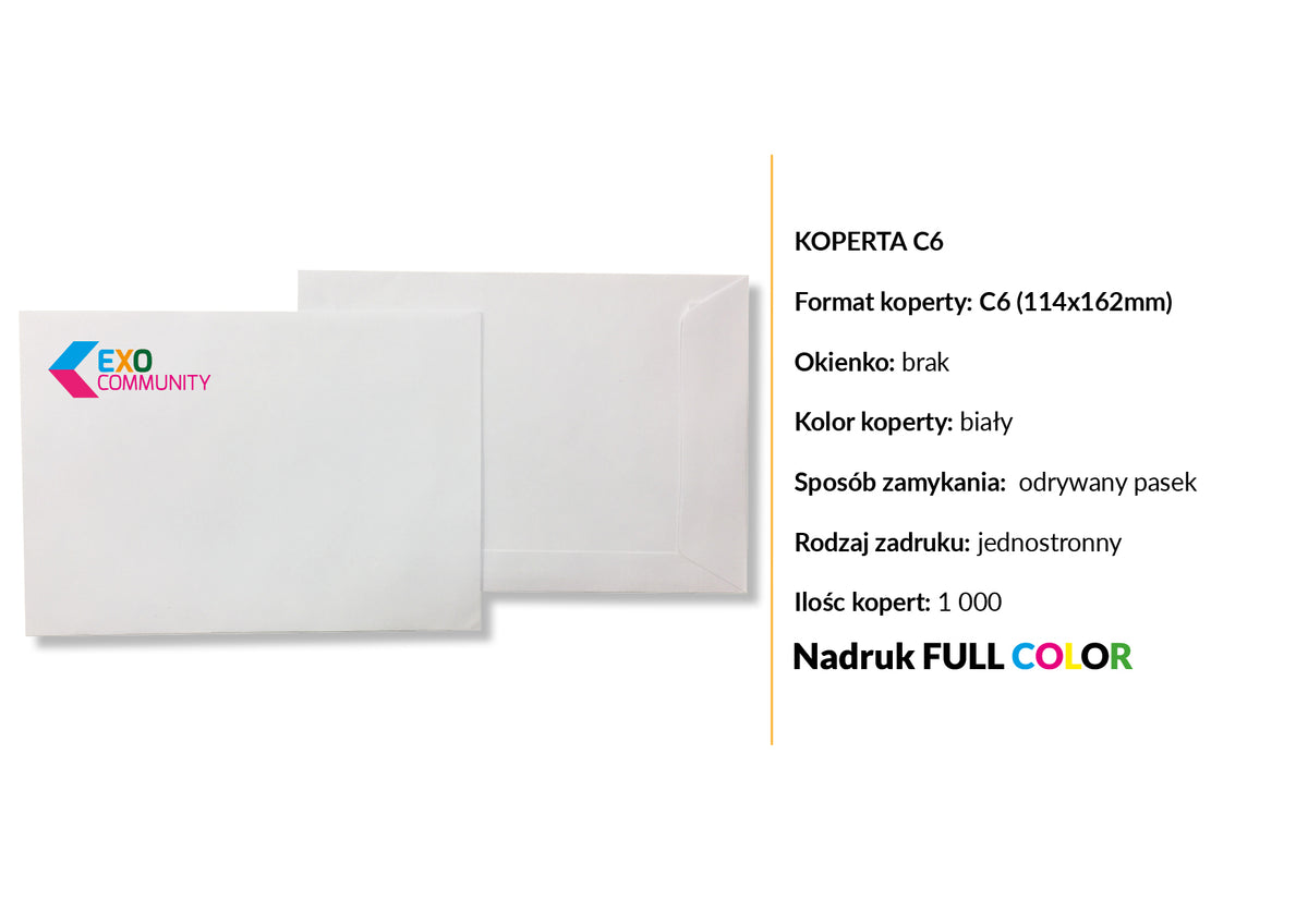 C6 COMPANY ENVELOPES WITH PRINT - 1000 PIECES Number of pieces on offer 1000 szt.