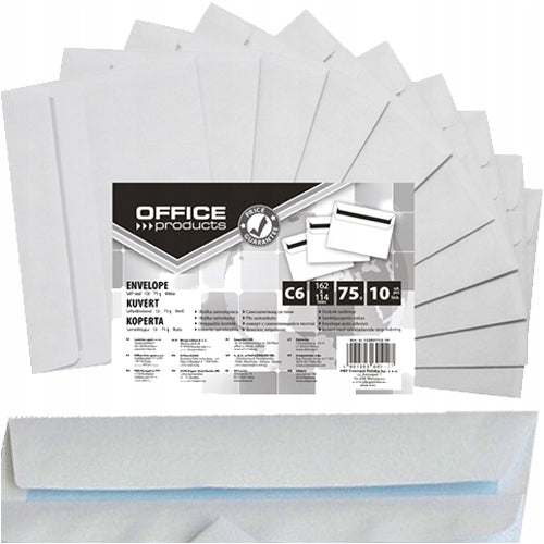 C6 SELF-ADHESIVE ENVELOPE OFFICE PRODUCTS WHITE HK 114x162 mm - 10 PCS