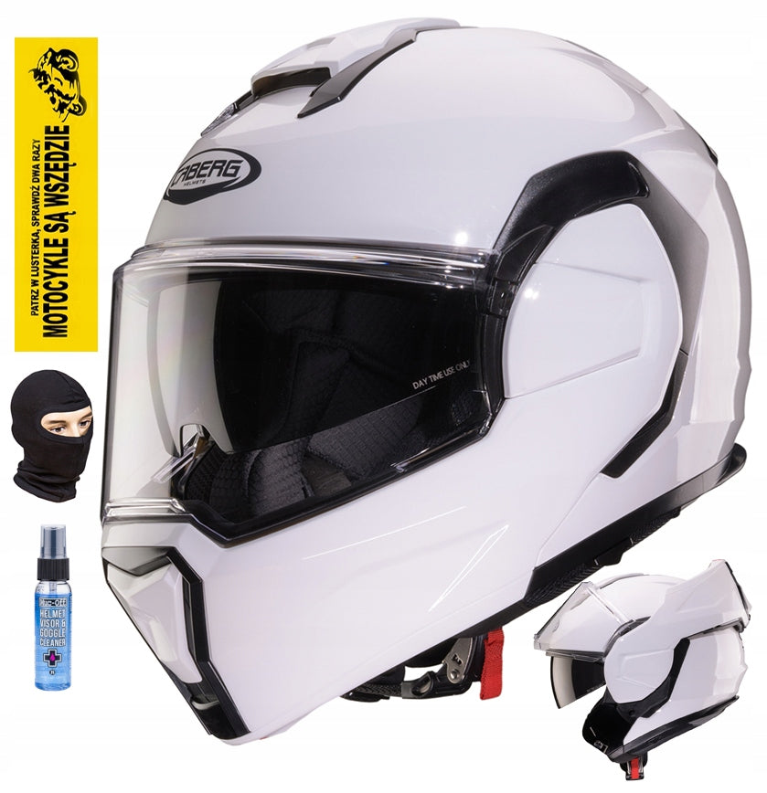 CABERG JAW HELMET FLIP-BACK TRIP SOLID WHITE M +PINLOCK AND FREEBIES