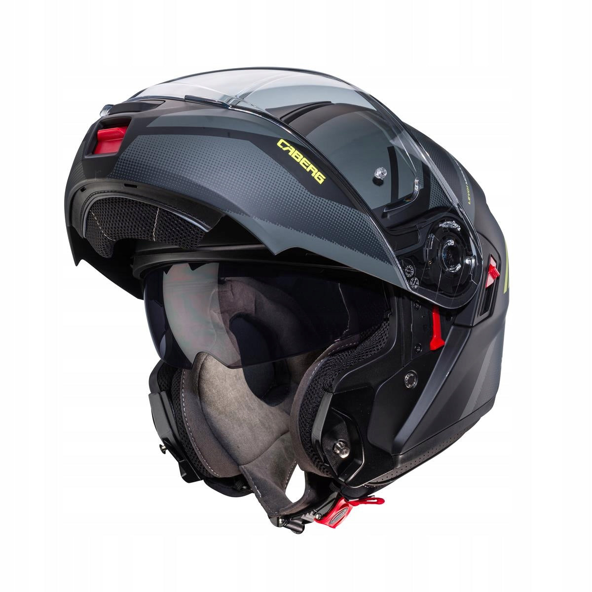 CABERG JAW HELMET FLIP-UP MODEL LEVO X MANTA BLACK MATT/GREY/YELLOW