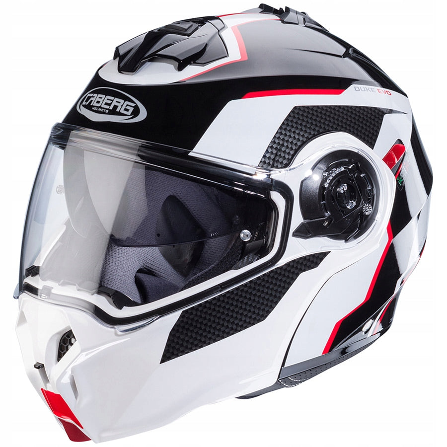 CABERG JAW MOTORCYCLE HELMET WITH DUKE EVO BLEND BLACK WHITE RED S Packaging status original
