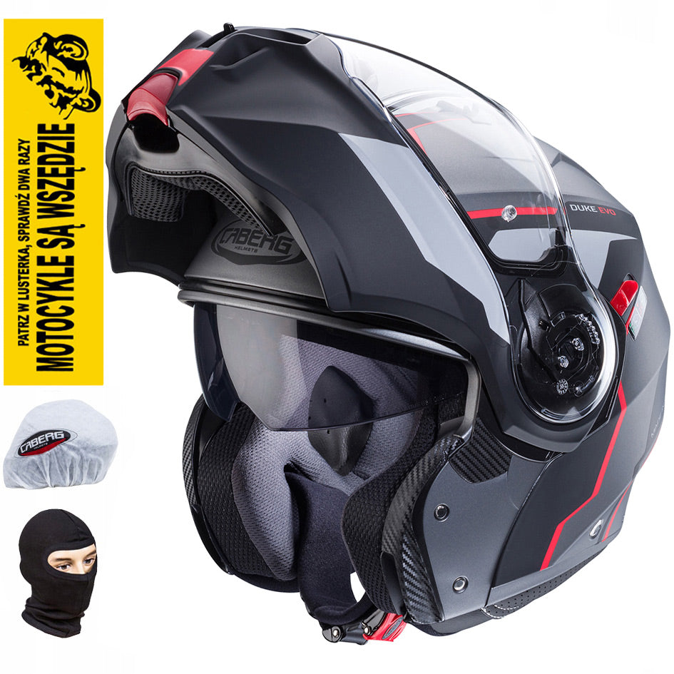 CABERG MOTORCYCLE FLOW-UP HELMET DUKE EVO MOVE MAT GRAY RED M