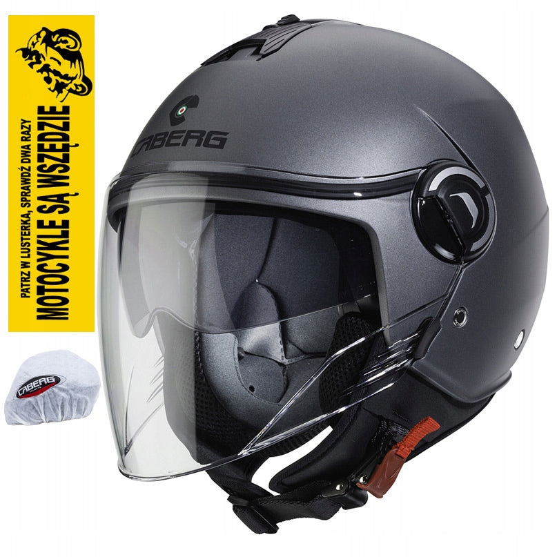 CABERG MOTORCYCLE HELMET OPEN GLASS AND BLEND RIVIERA V4X GUN METAL MAT L