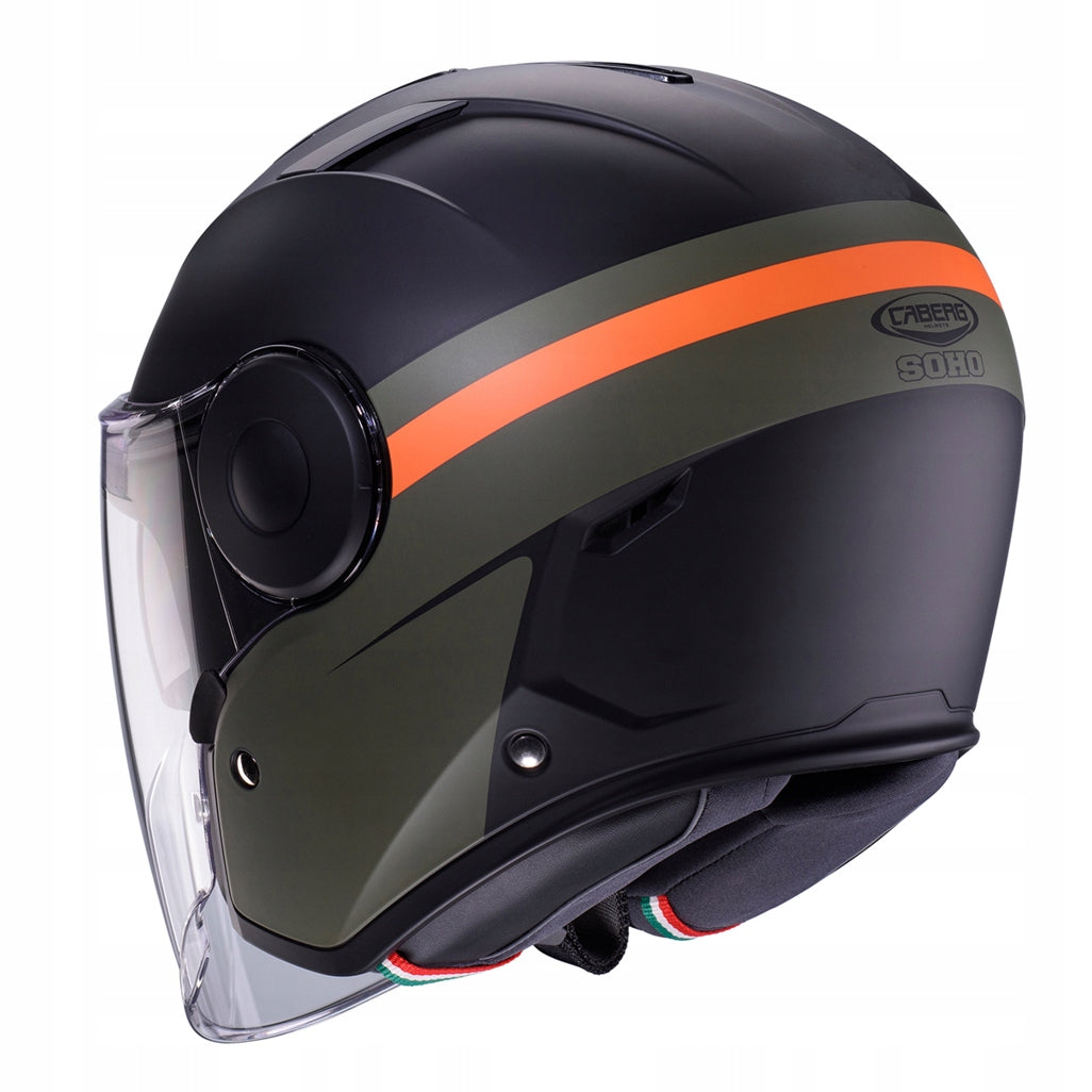 CABERG SOHO JET HELMET - BLACK GREEN ORANGE - SIZE M Manufacturer Caberg