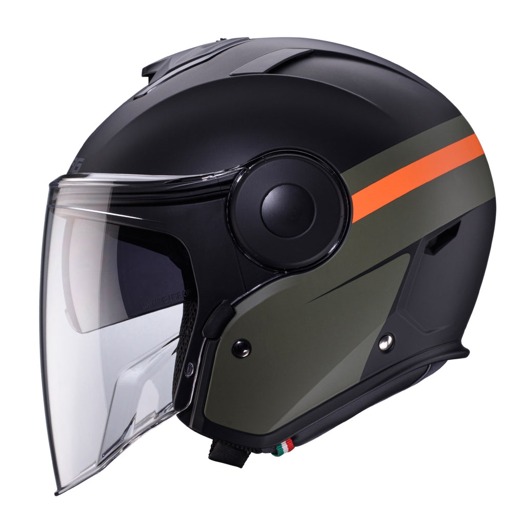 CABERG SOHO JET HELMET - BLACK GREEN ORANGE - SIZE M Size M