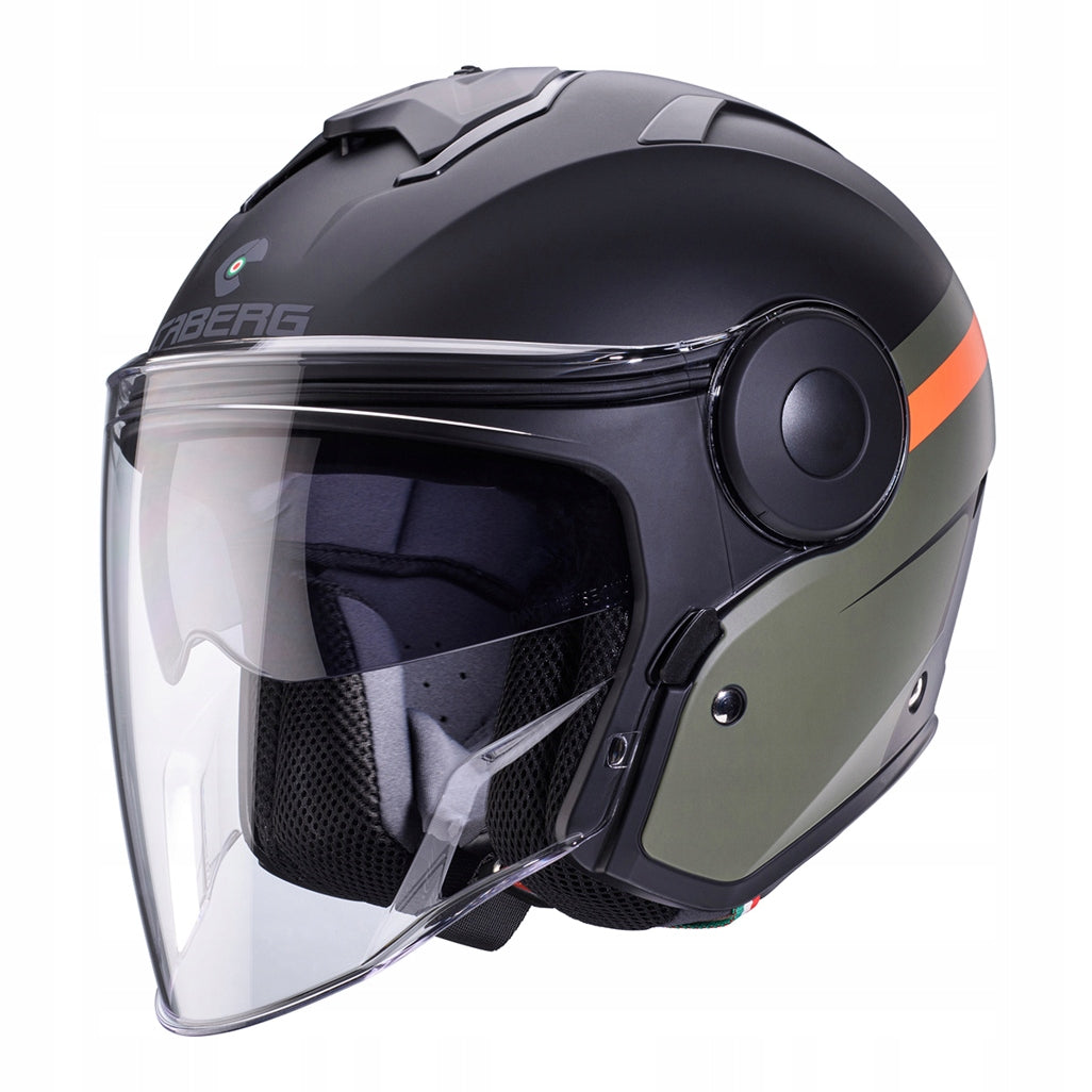 CABERG SOHO JET HELMET - BLACK GREEN ORANGE - SIZE M