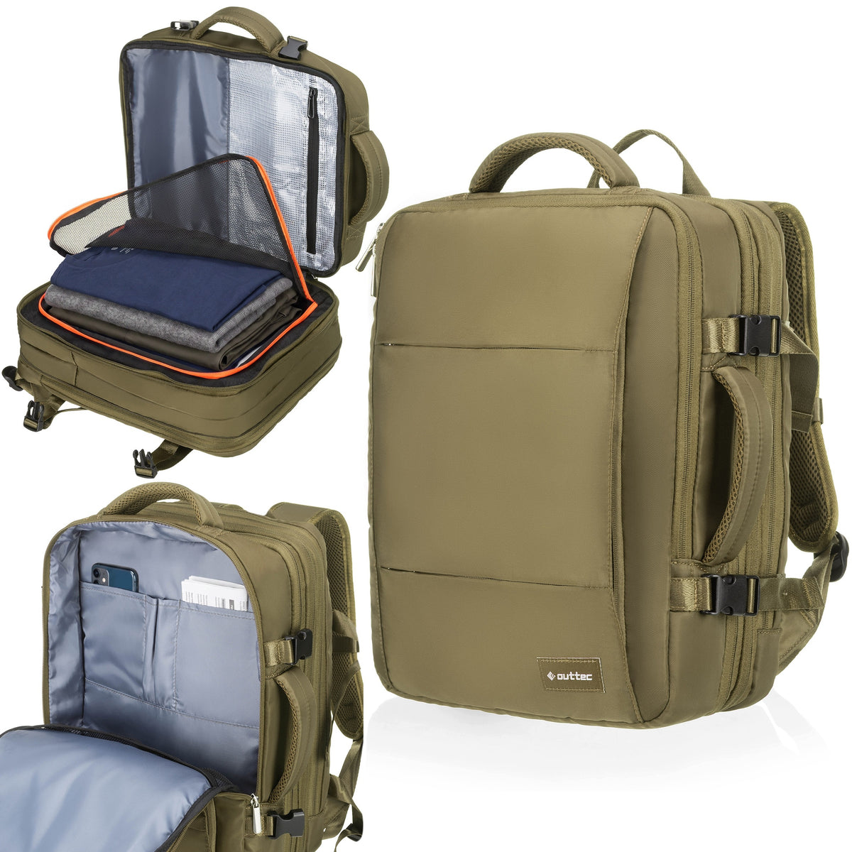 CABIN BACKPACK 40X30X20 RYANAIR WIZZAIR CARRY-ON LUGGAGE EXPANDABLE OUTTEC