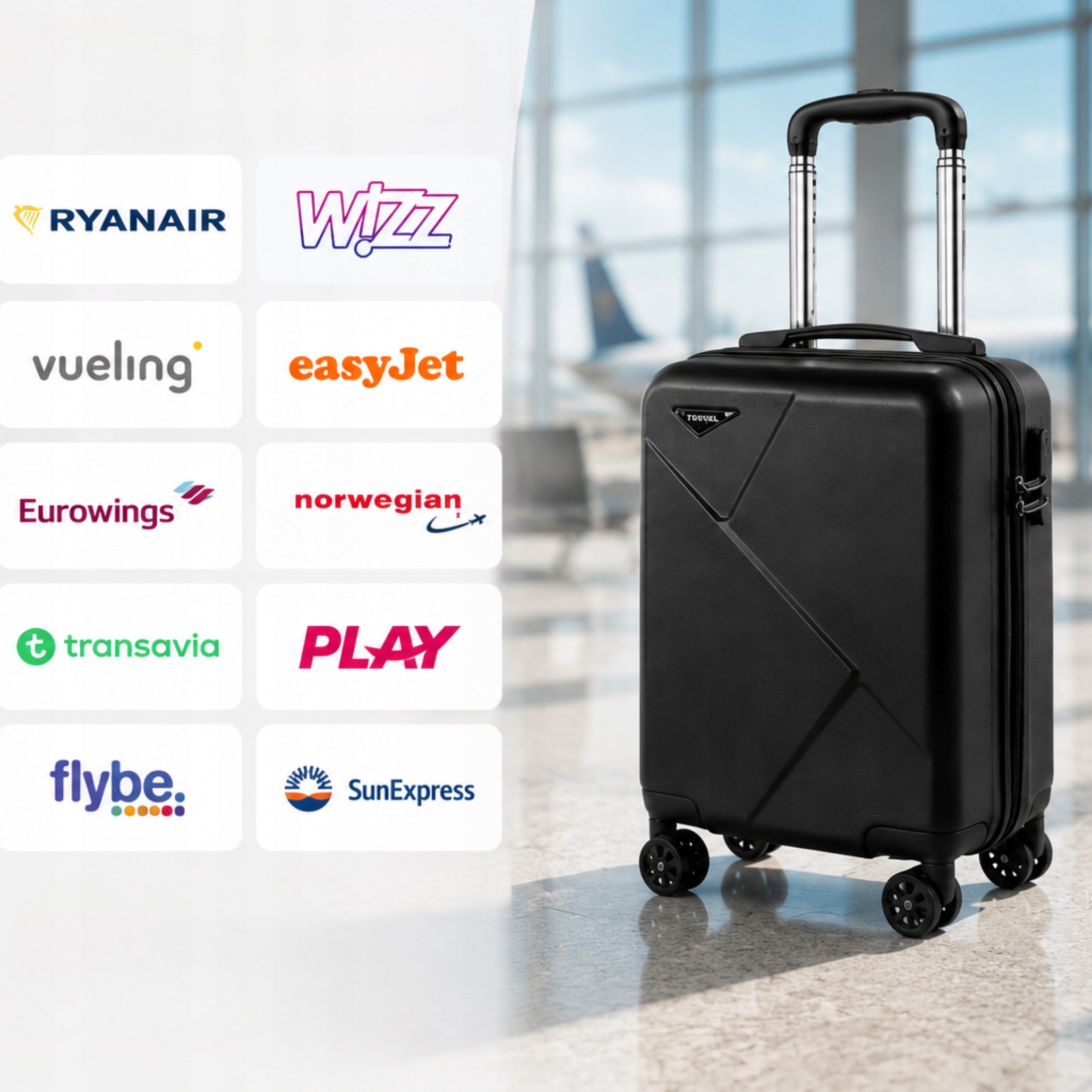 CABIN SUITCASE 40x30x20 REMOVABLE WHEELS RYANAIR WIZZAIR LOT PREMIUM HIT Kind hard