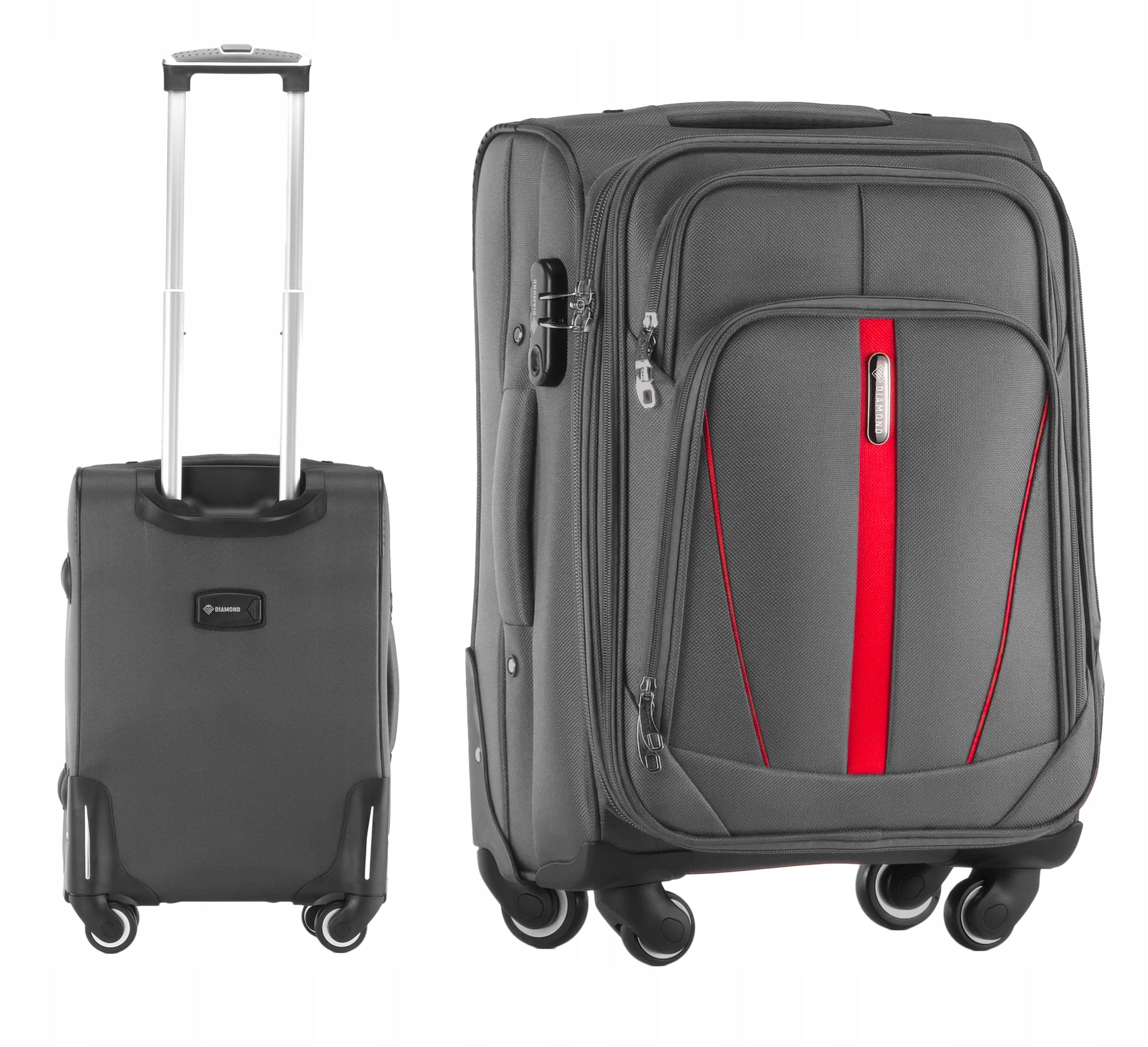 CABIN SUITCASE ON WHEELS TRAVEL LUGGAGE DIAMOND GREY SOFT S 20" C330