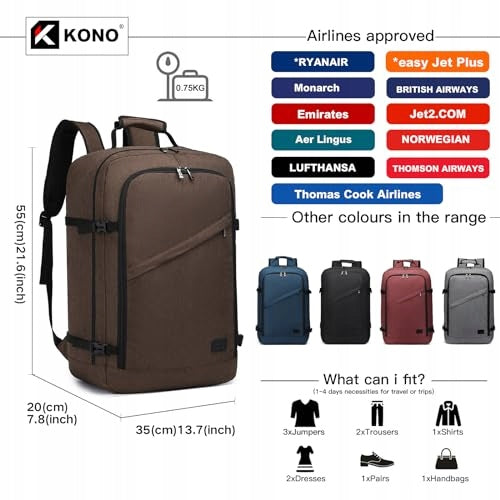 CABIN TRAVEL BACKPACK 55X35X20 CM FOR AIRCRAFT RYANAIR TOURIST Manufacturer code Bez marki