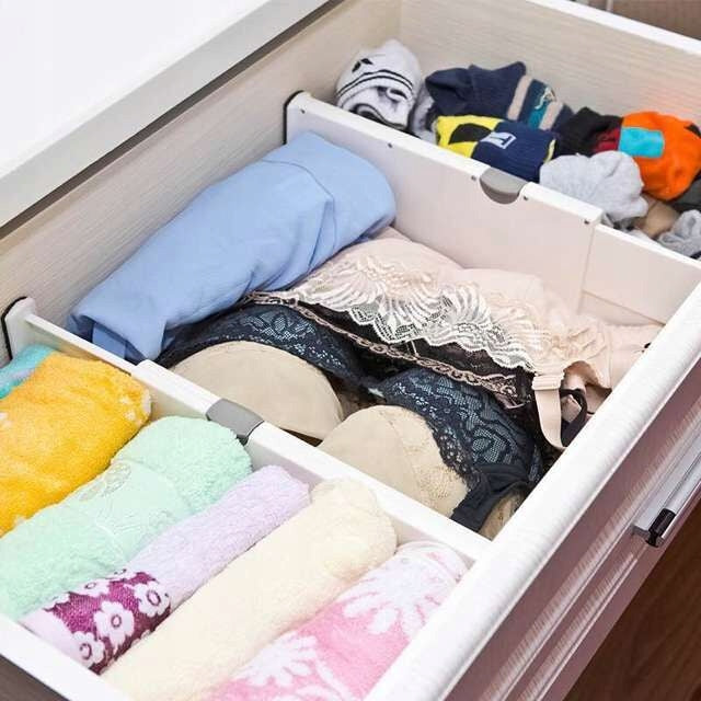 CABINET DRAWER ORGANIZER SLIDING COMPARTMENT ADJUSTABLE SEPARATOR LONG Kind drawer organizer