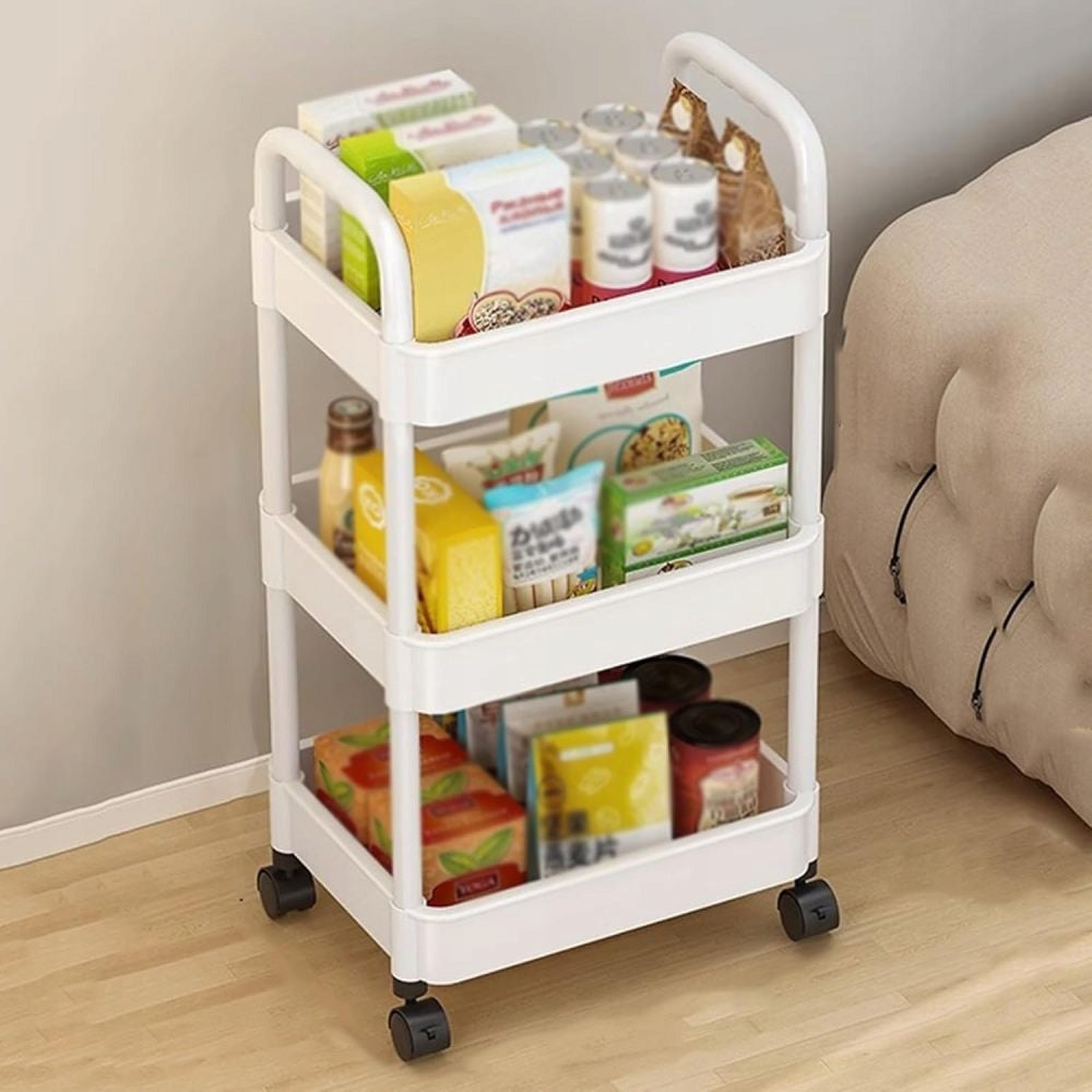 CABINET FOR BATHROOM KITCHEN MOBILE ON WHEELS BOOKCASE 3 LEVELS MULTIFUNCTIONAL Brand Bedee