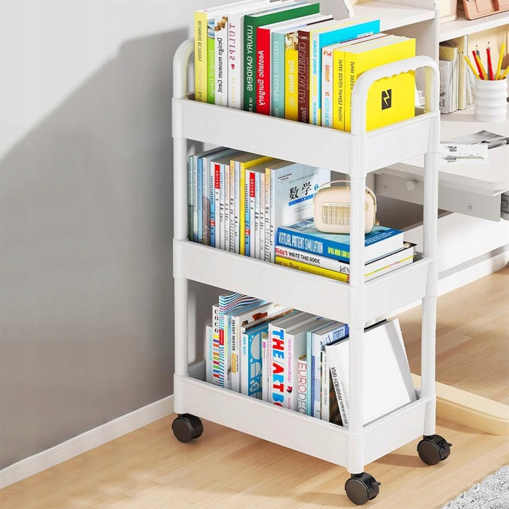 CABINET FOR BATHROOM KITCHEN MOBILE ON WHEELS BOOKCASE 3 LEVELS MULTIFUNCTIONAL Furniture height 72 cm