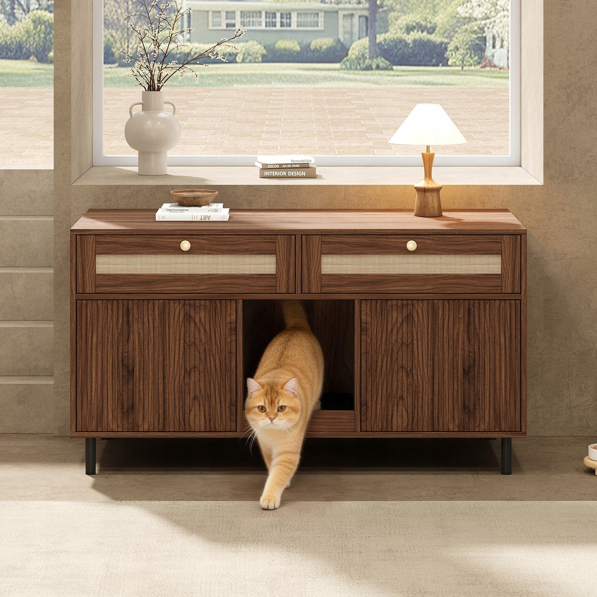 CABINET FOR TWO CAT LITTER BOXES 120×50×65CM FOR LIVING ROOM AND HALLWAY Packaging status original