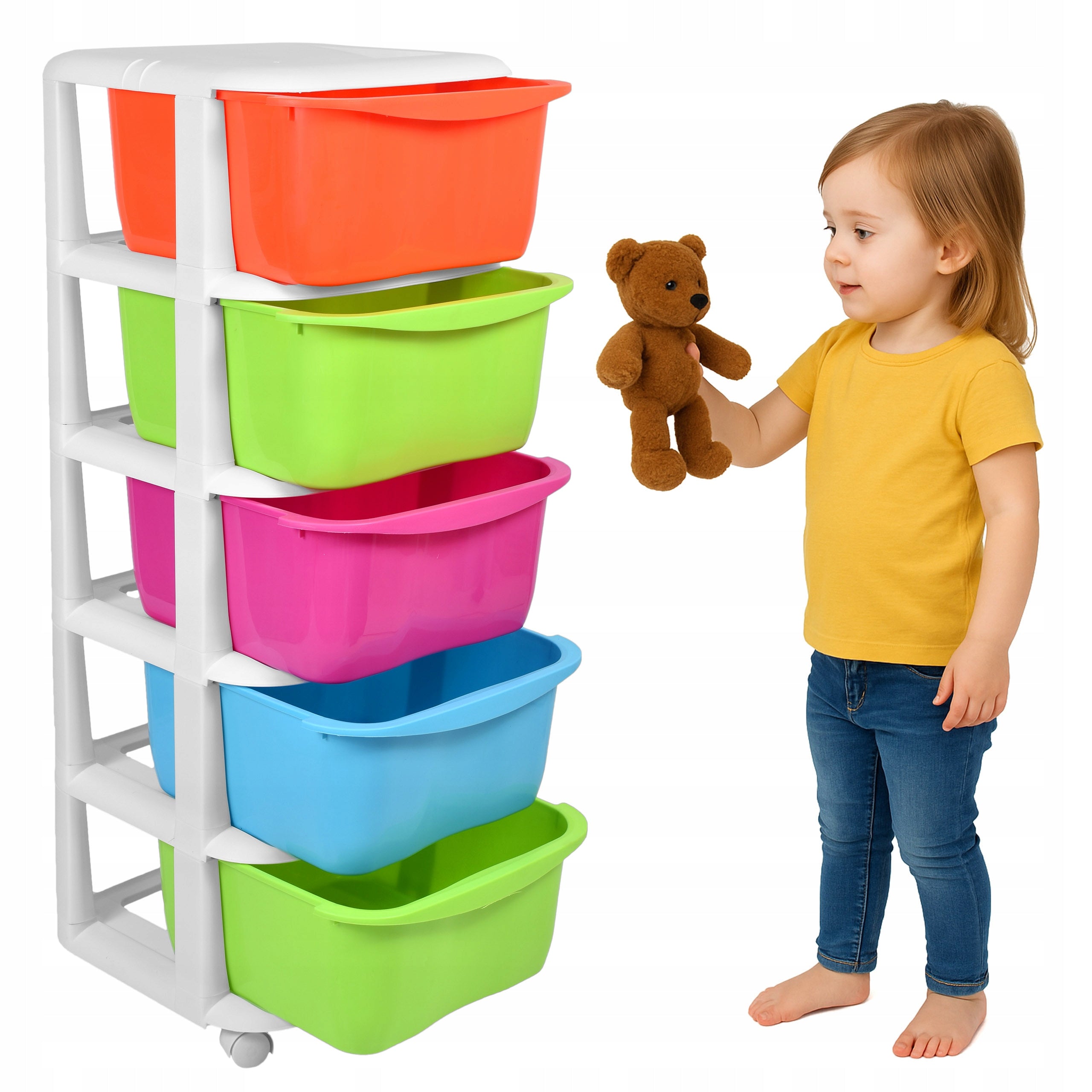 CABINET TOY RACK BLOCKS WHEELS PLASTIC CONTAINER ORGANIZER BASKET