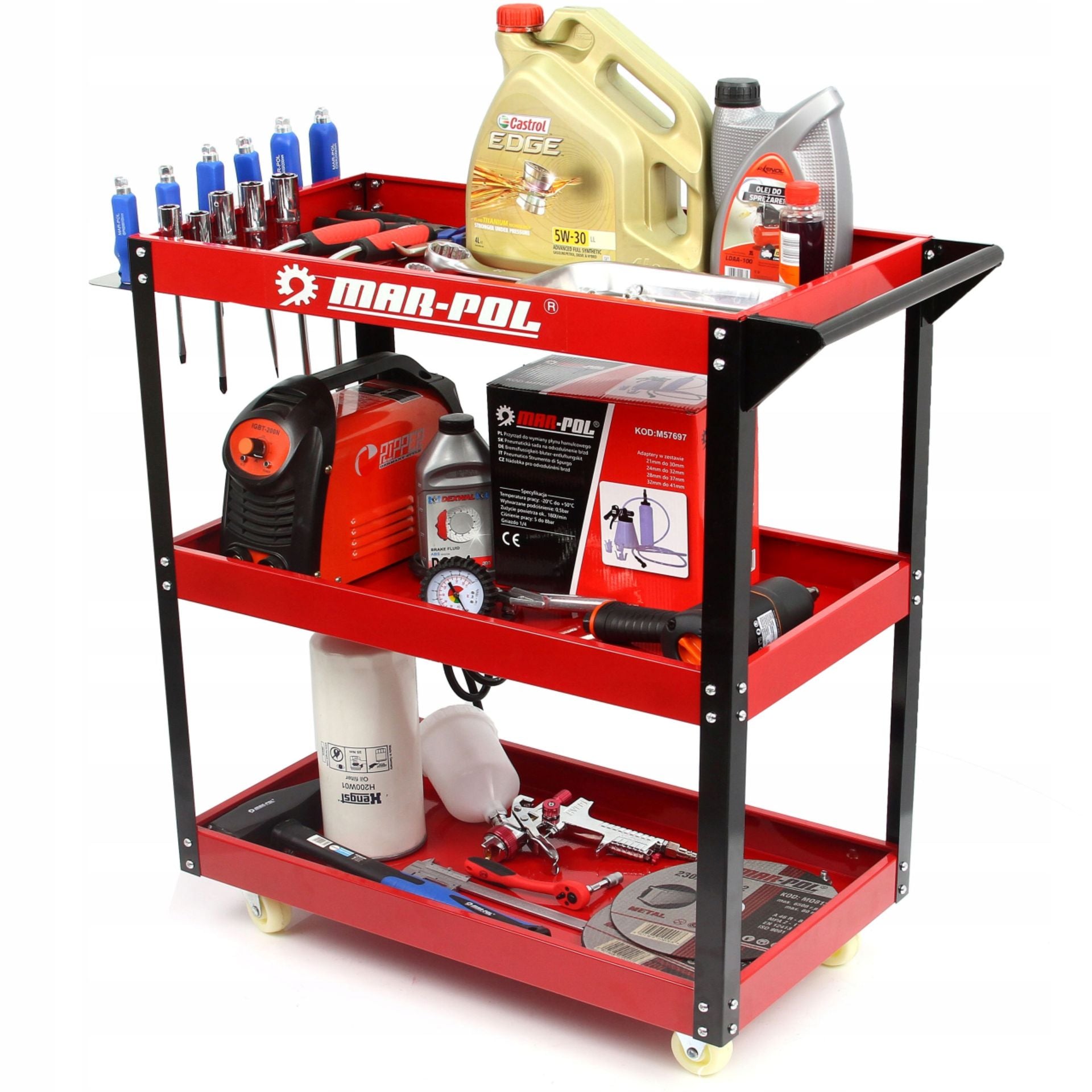 CABINET WORKSHOP TOOL TROLLEY 3 SHELVES ON WHEELS