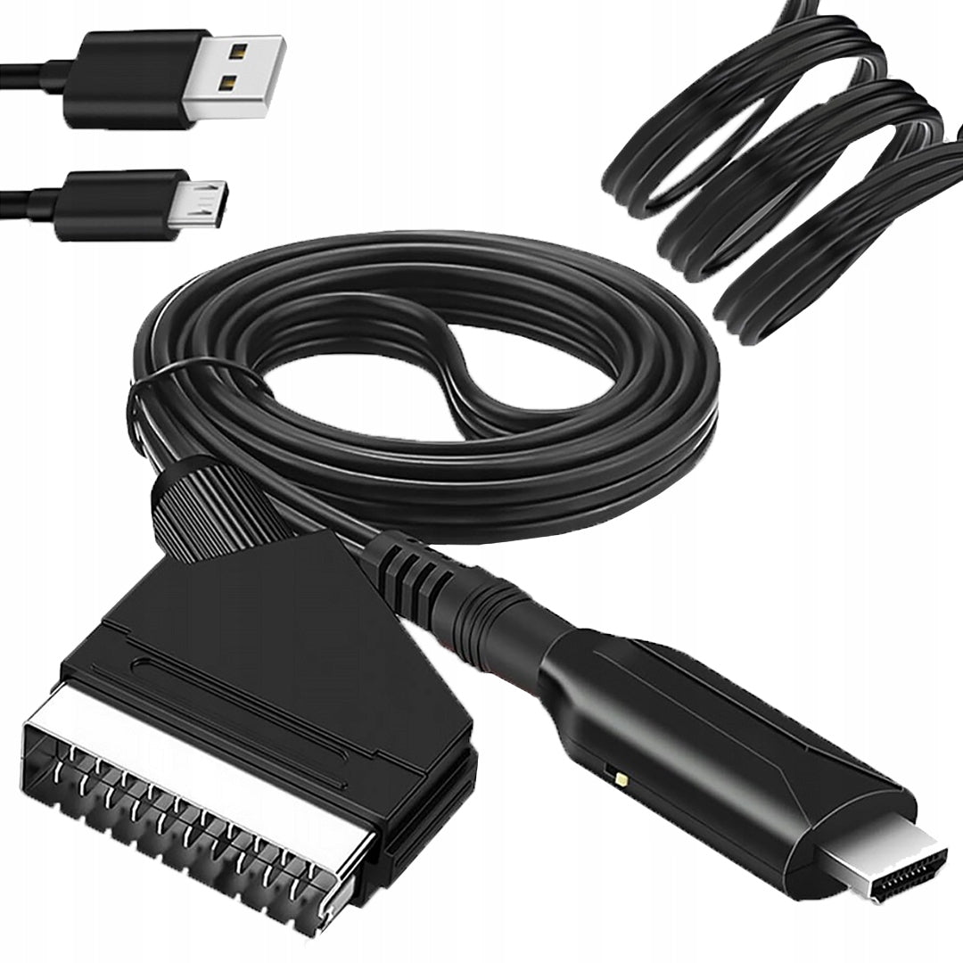 CABLE 1m WITH EURO HDMI TO SCART ADAPTER AV HD 1080p CONVERTER ADAPTER