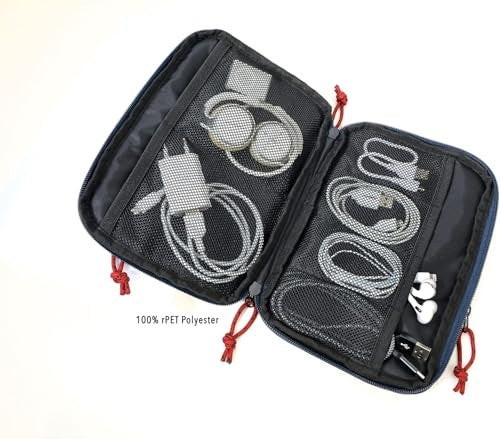 CABLE BAG ELECTRONIC ACCESSORIES BLUE 6 MESH POCKETS Brand no brand