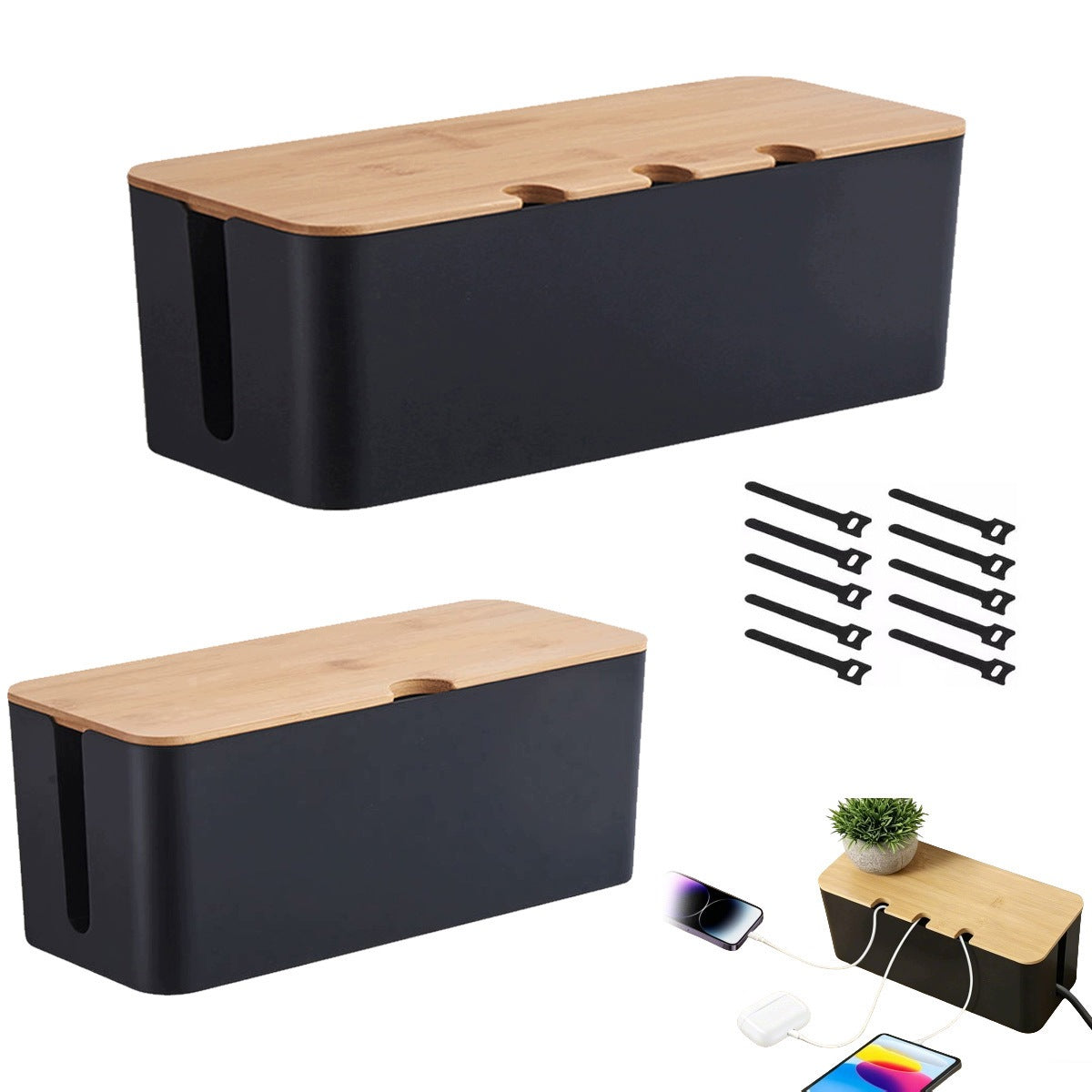 CABLE BOX ORGANIZER-BOX FOR MANAGING CABLES ON THE DESKTOP,2PCS