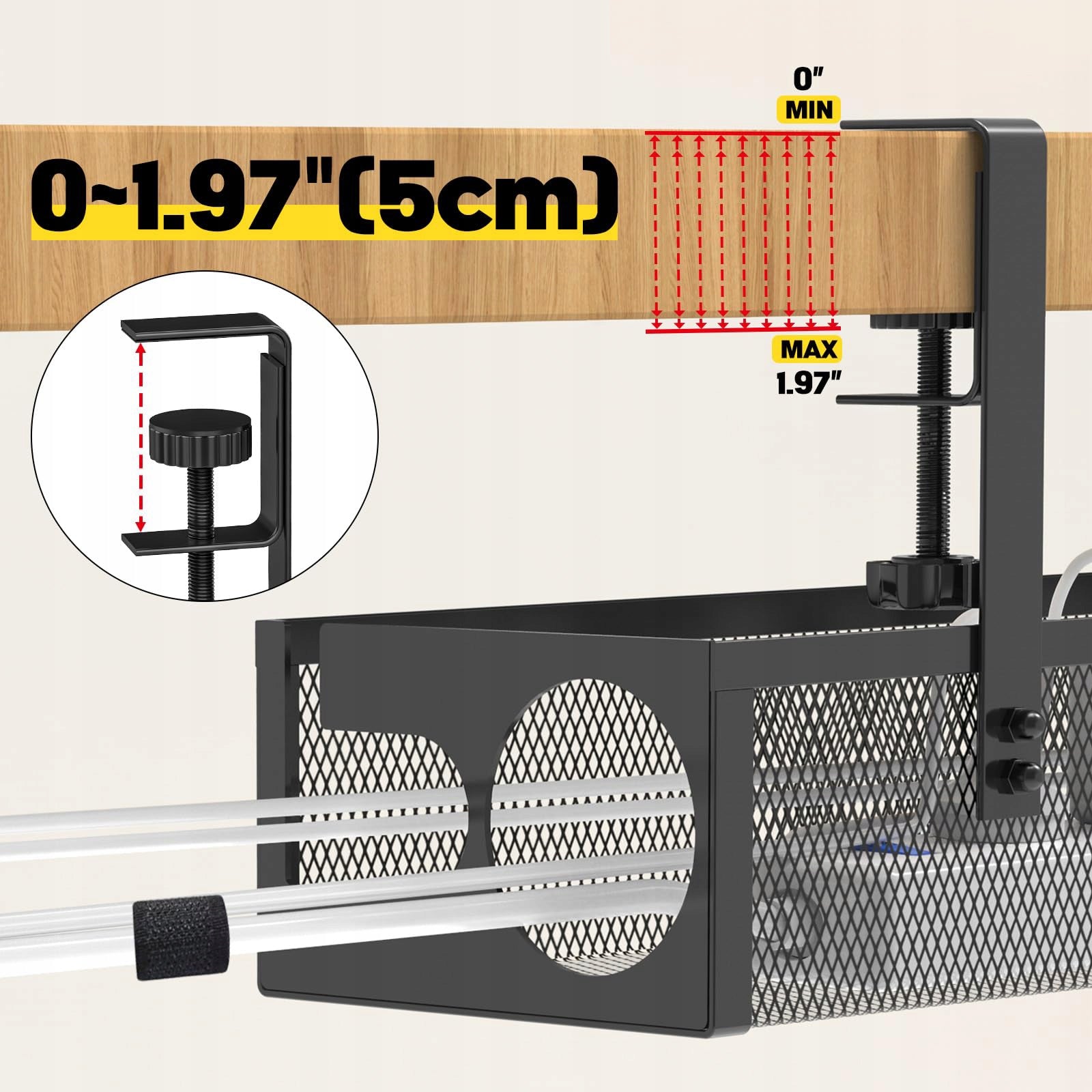 CABLE GRILLE CABLE ORGANIZER HOLDER SHELF UNDER DESK TABLE TOP ADJUSTABLE Manufacturer code 7HGQY012101AA