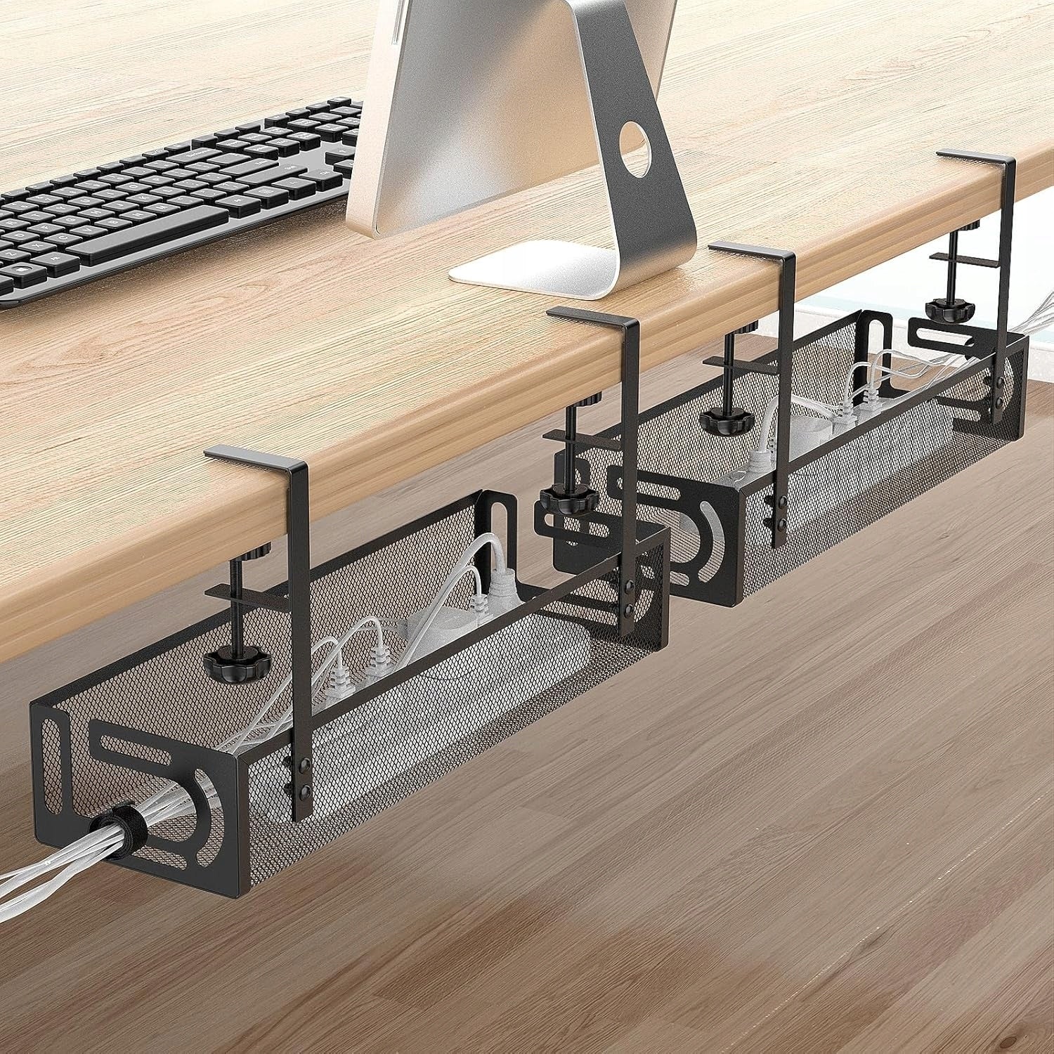CABLE GRILLE SHELF CABLE ORGANIZER UNDER DESK HOLDER RAIL BLACK Brand Gockowiak