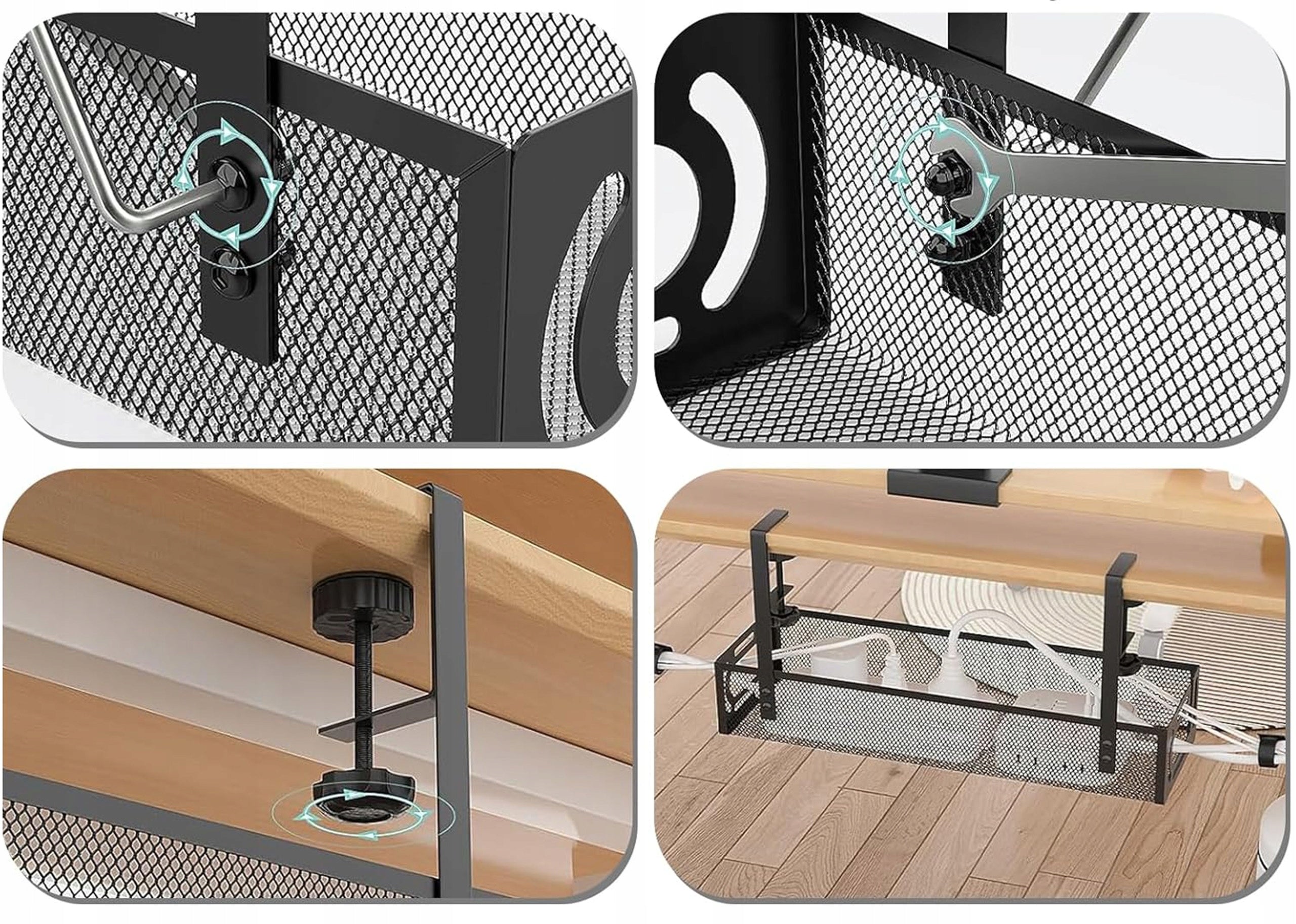 CABLE GRILLE SHELF CABLE ORGANIZER UNDER DESK HOLDER RAIL BLACK Product weight with unit packaging 0.88 kg