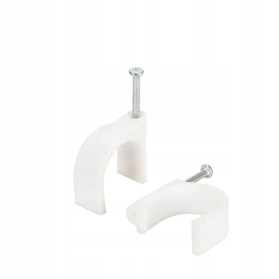 CABLE HOLDER FLOP CABLE CLIPS 10mm CABLE CLIPS ROUND 100x WHITE Brand DMR