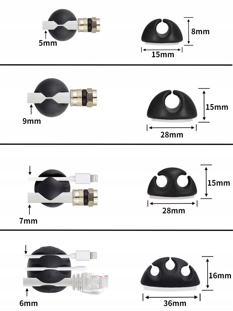 CABLE HOLDER SELF-ADHESIVE CLIP ORGANIZER HOOK BLACK SET OF 12 Model UCH12-KAB-CZA