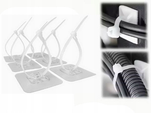 CABLE HOLDERS SELF-ADHESIVE HOOK FOR BAND CABLES 55x55 mm 10 pcs SET