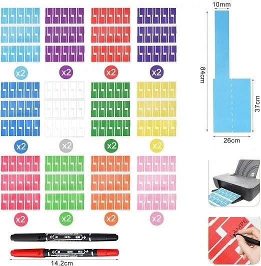 CABLE LABELS 720 PCS 12 COLORS WATERPROOF SELF ADHESIVE Manufacturer code Bez marki
