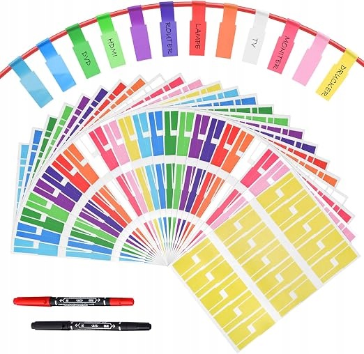 CABLE LABELS 720 PCS 12 COLORS WATERPROOF SELF ADHESIVE